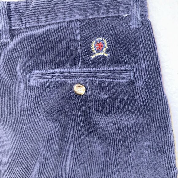 Tommy Hilfiger Corduroy Pants Mens 35x30 Dark Blue Vintage Y2K Pleated Cuffed - Picture 5 of 7